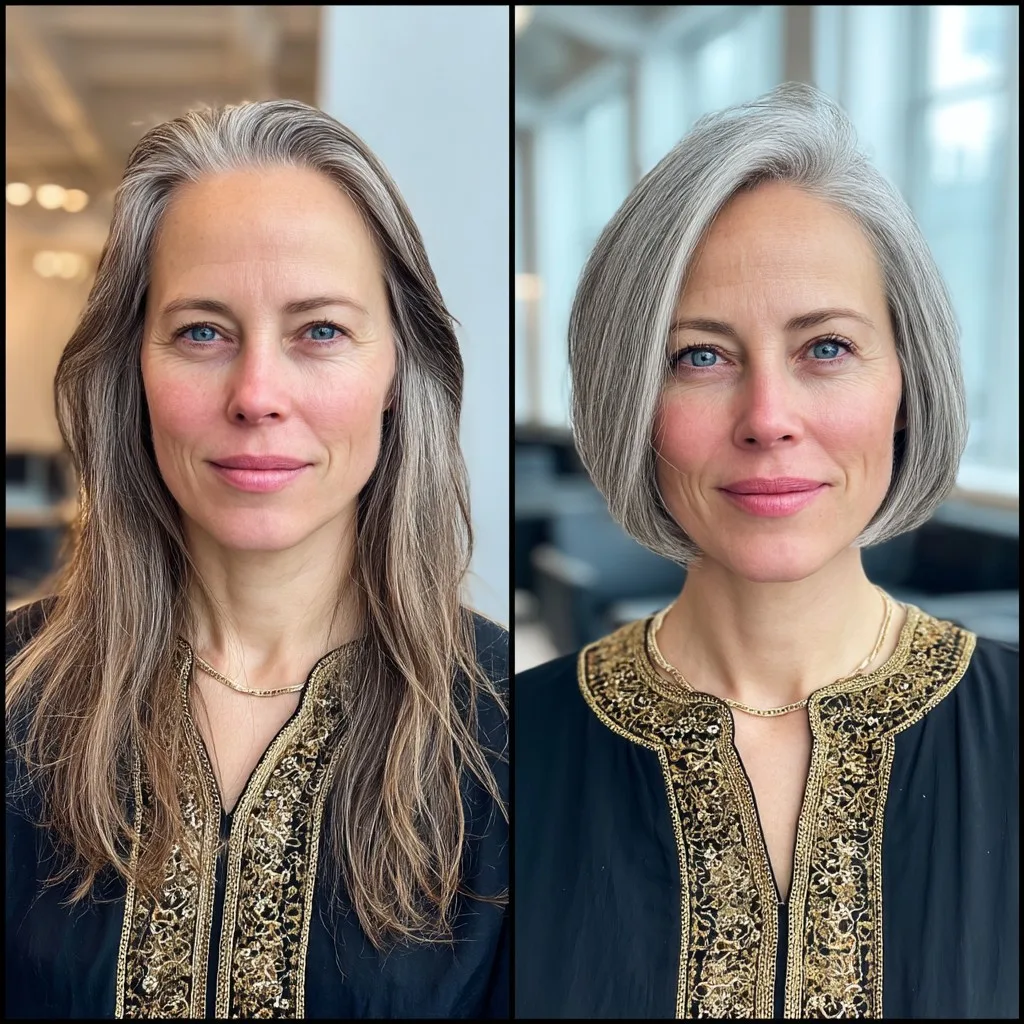 Stylish Soft Gray Blunt Bob with Subtle Layers
