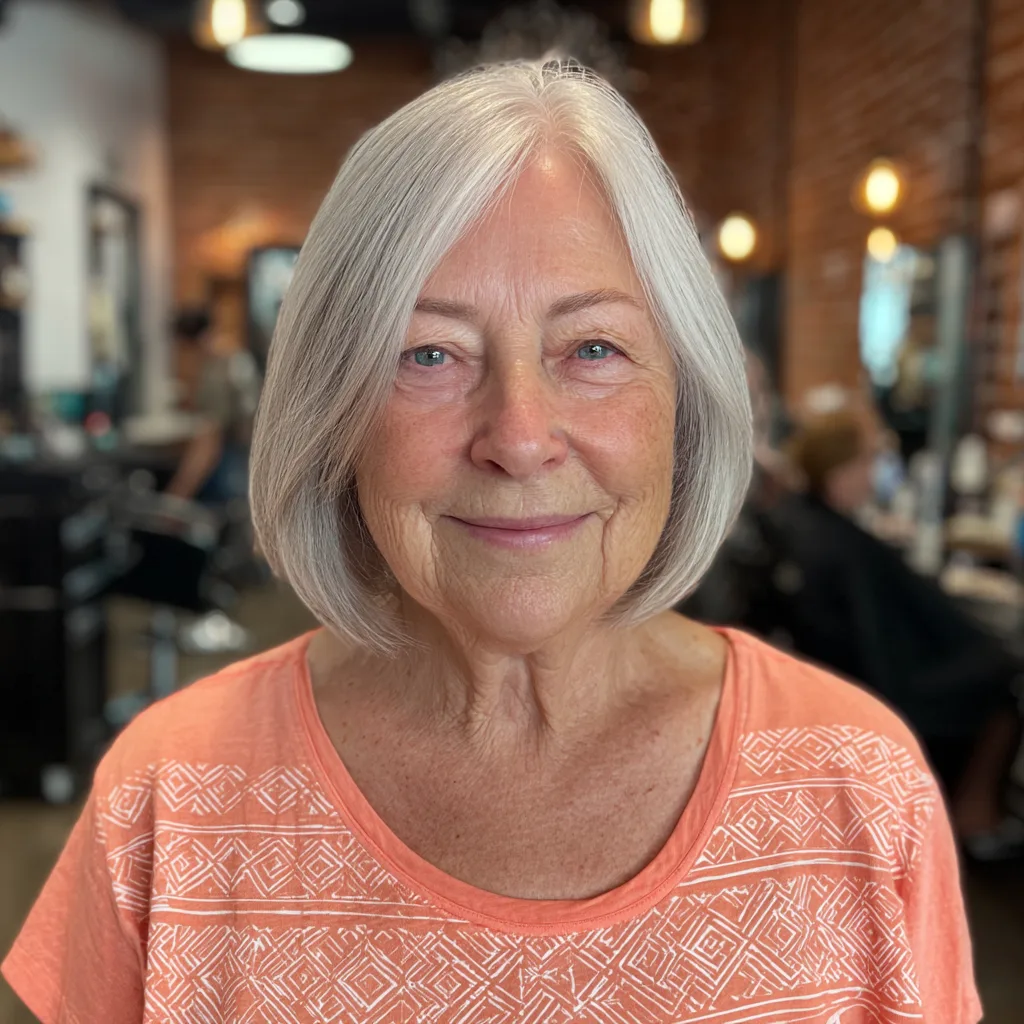 Stylish Soft Grey Bob with Subtle Face-Framing Layers