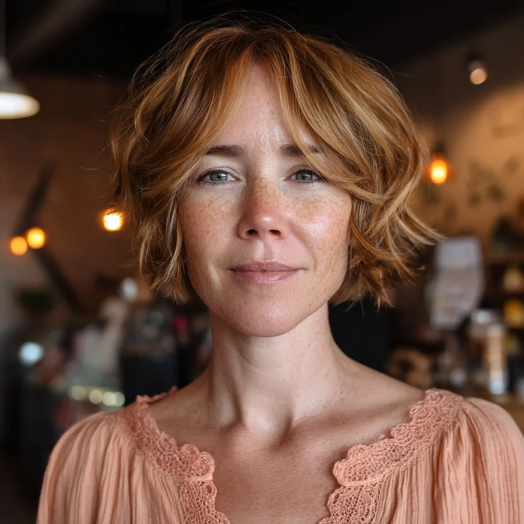Stylish Soft Textured Bob with Subtle Highlights