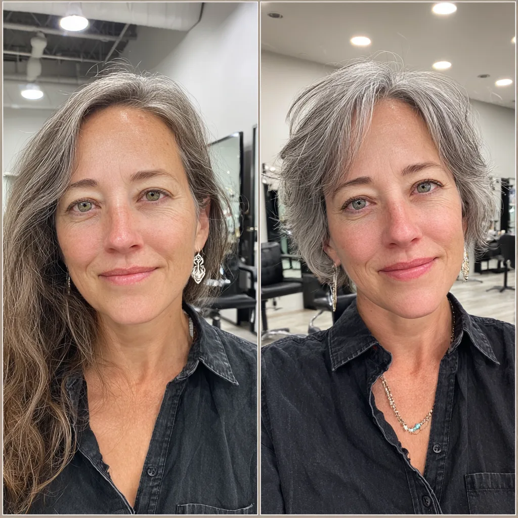 Stylish Softly Layered Grey Pixie Cut with Natural Movement