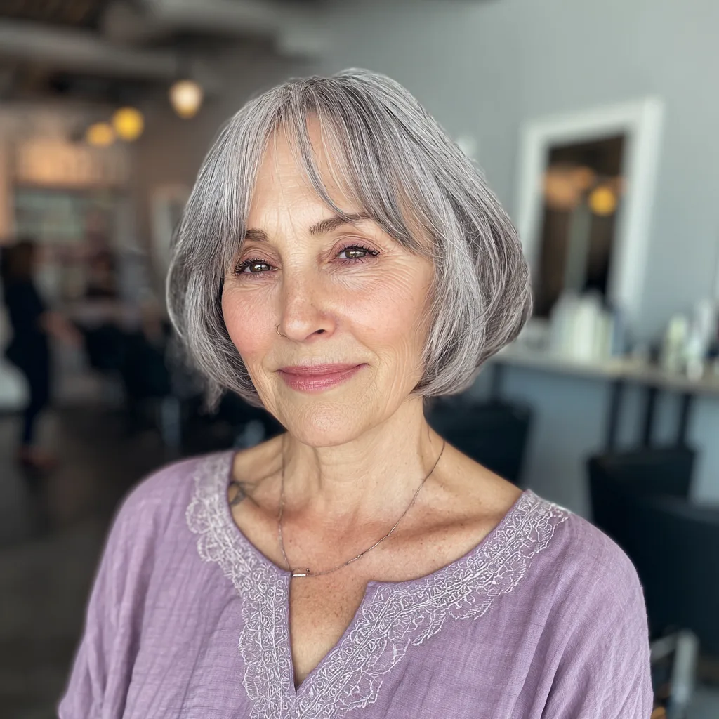 Stylish Textured Bob with Soft Fringed Bangs