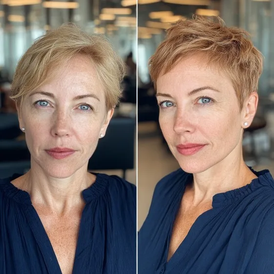 Stylish Textured Pixie Cut with Soft Golden Highlights