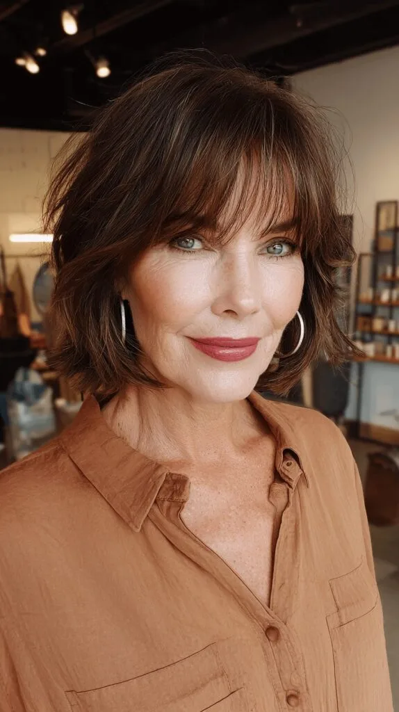 Stylish Wispy Bangs with Textured Bob