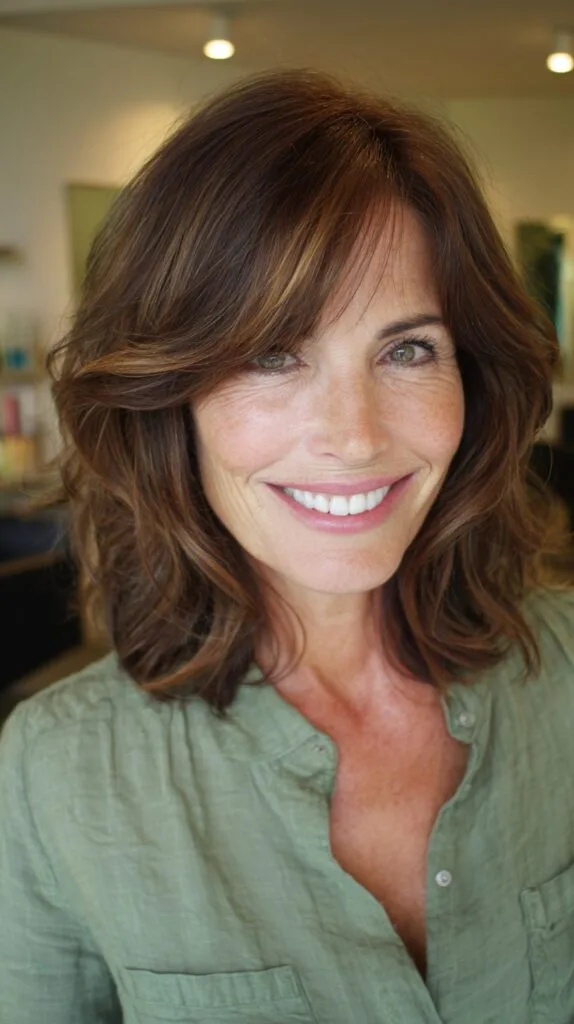Subtle Chestnut Waves with Natural Highlights