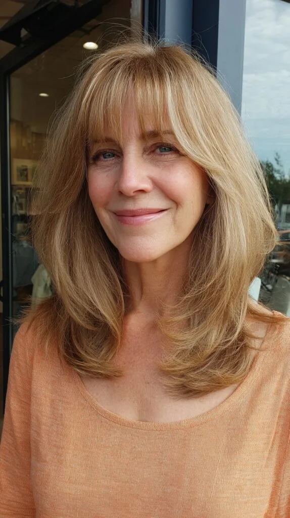 Sun-Kissed Blonde Flow with Feathered Bangs