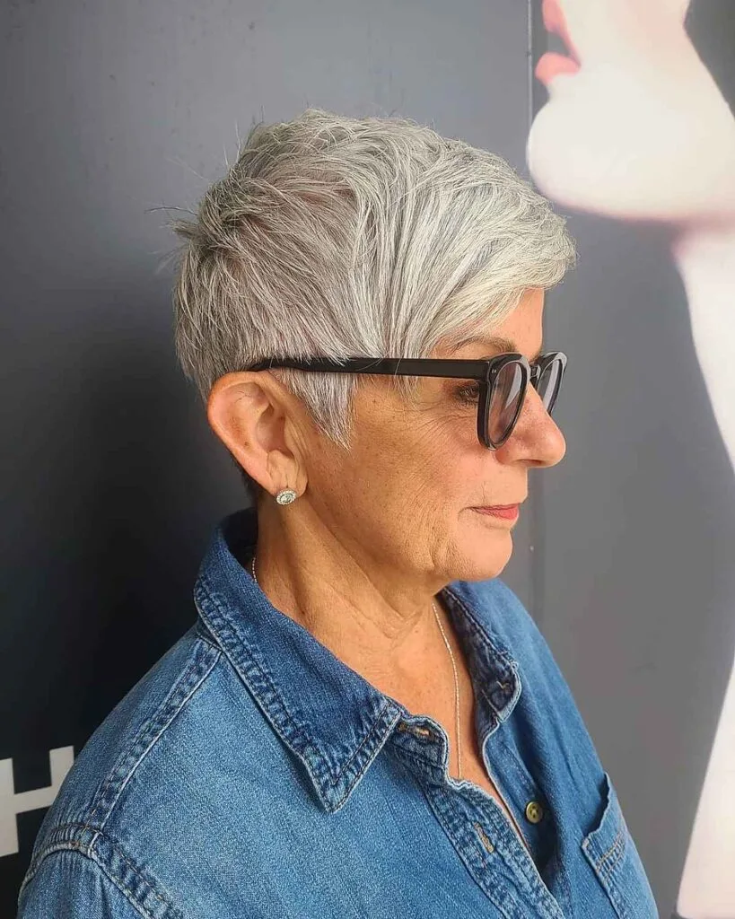 Tapered Hairstyle for Round Frames for women 60 and up