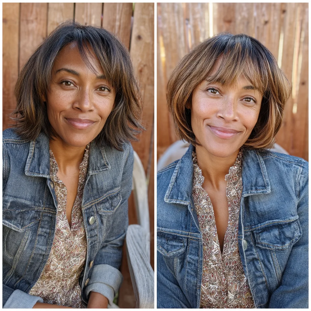 Textured A-Line Bob with Subtle Highlights