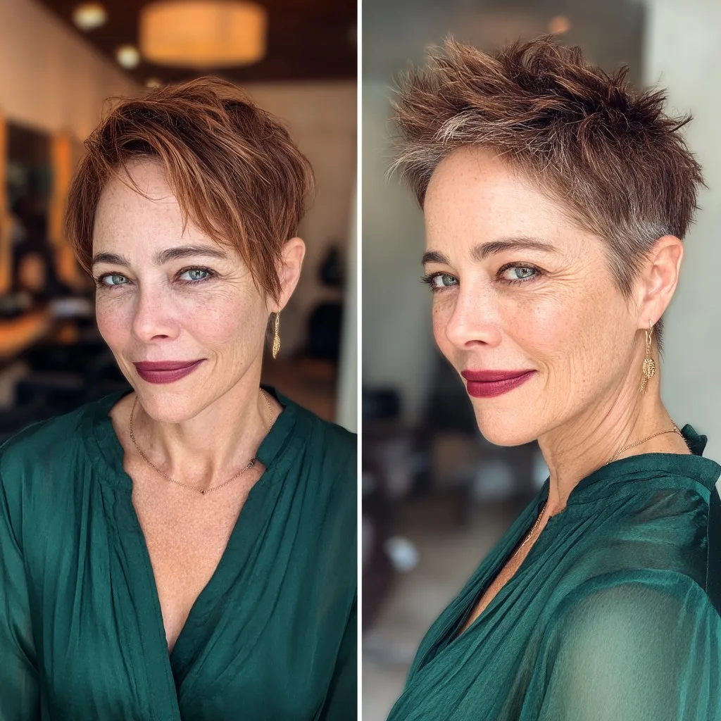 Textured Ash Brown Spiky Pixie with Soft Layers