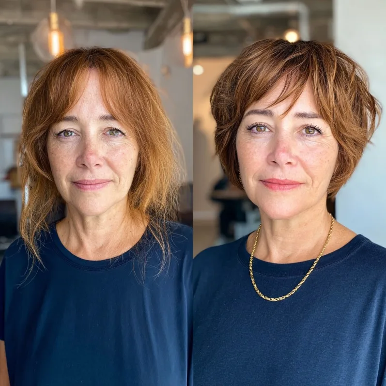 Textured Auburn Mixie Shag with Soft Layers