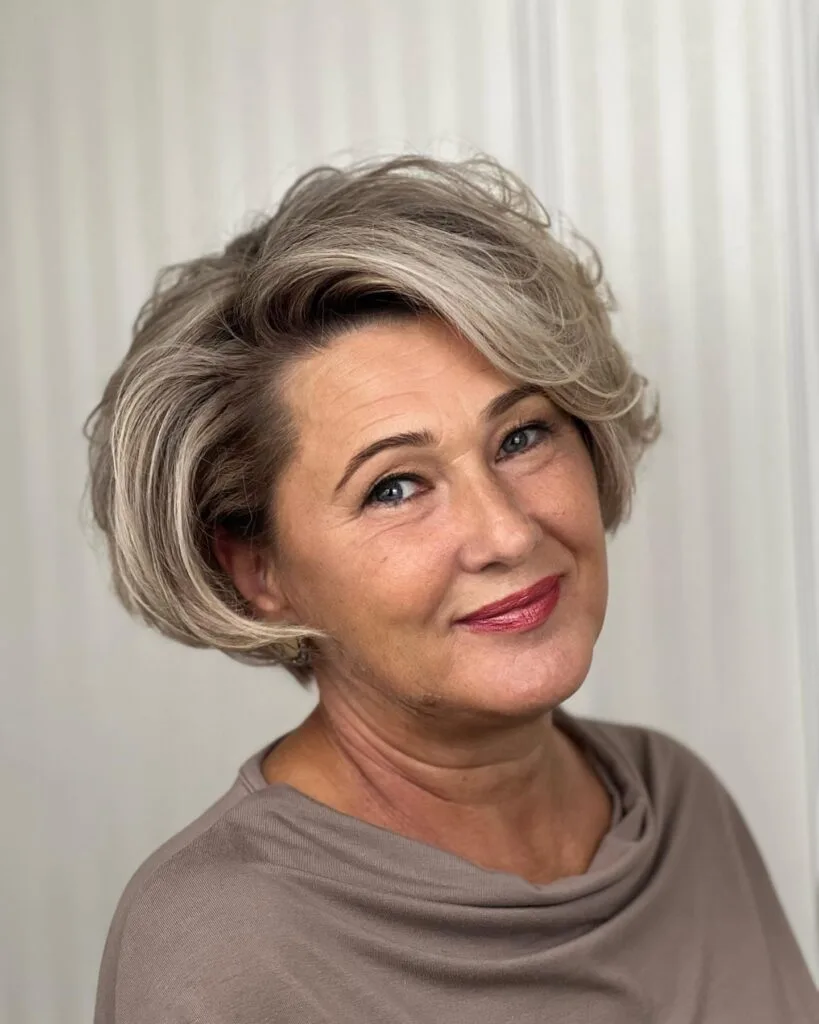Textured Blonde Bob with Soft Side Bangs