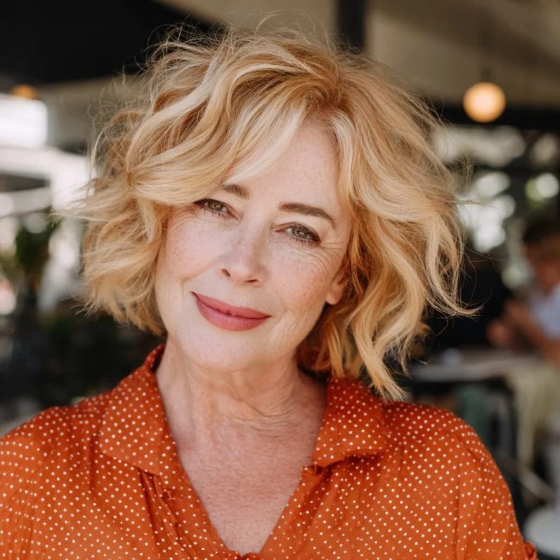 Textured Blonde Bob with Soft Waves