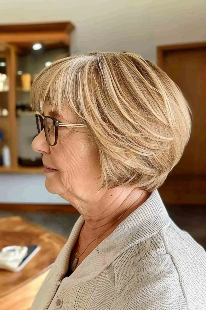 Textured Bob Hairstyle for sixty year old women