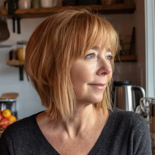 Textured Bob with Side-Swept Bangs