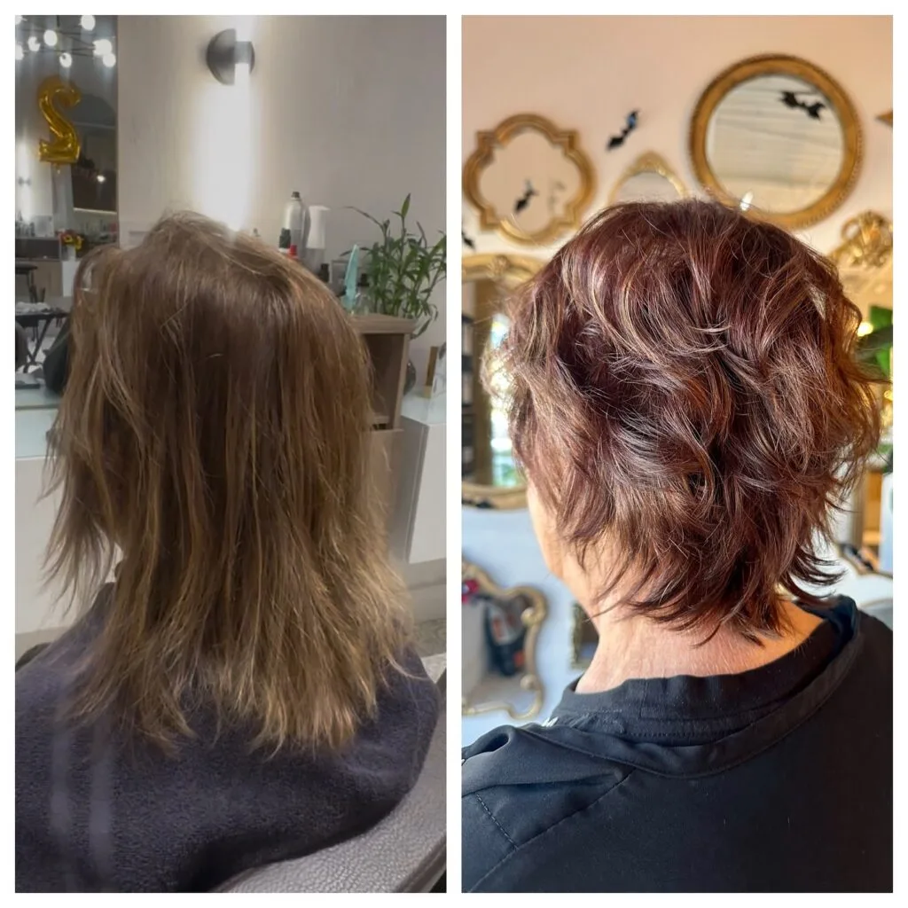 Textured Burgundy Pixie Cut with Soft Waves