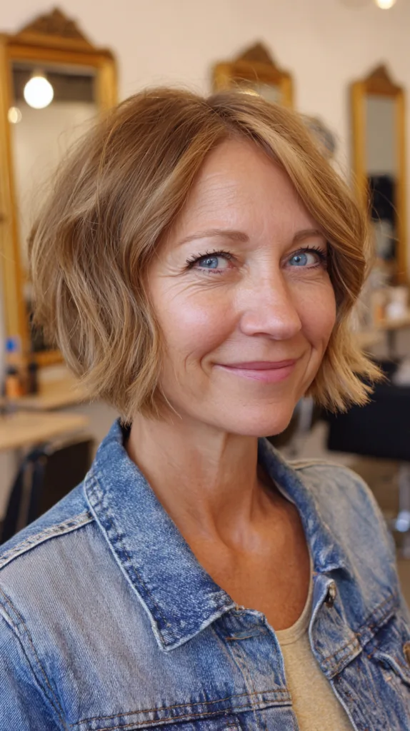 Textured Chin-Length Bob with Playful Waves