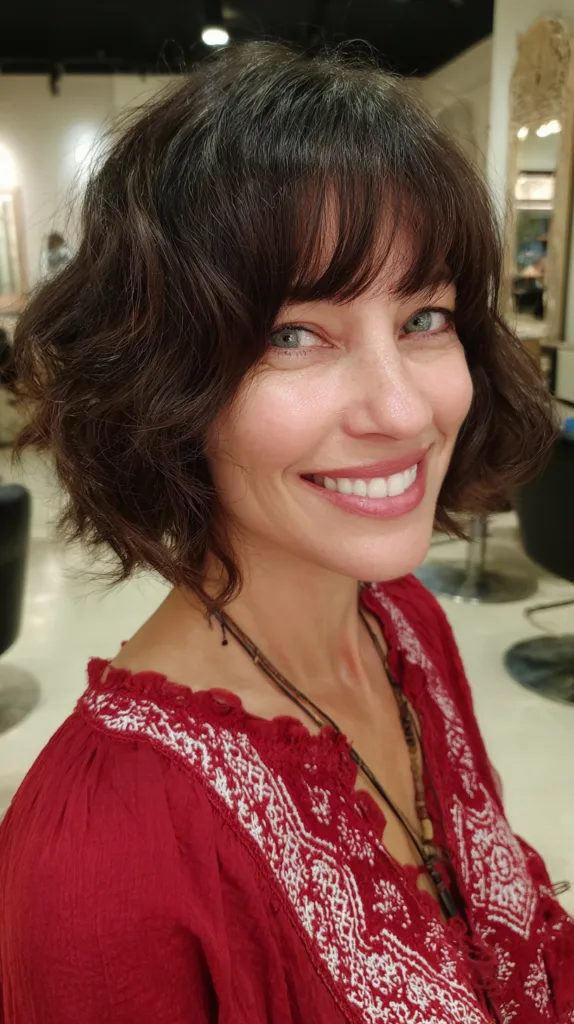 Textured Chin-Length Bob with Soft Curls