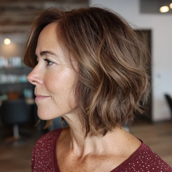 Textured Choppy Bob with Rich Warm Undertones