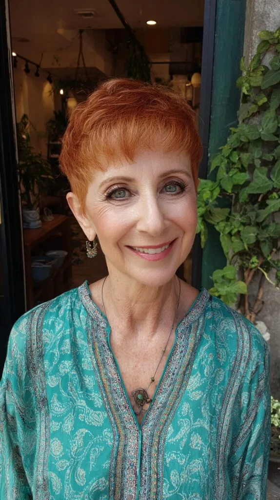 Textured Copper Pixie with Micro Bangs