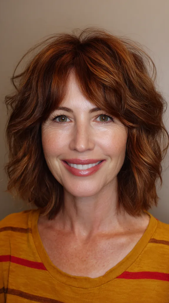Textured Copper Shag Bob for Timeless Elegance