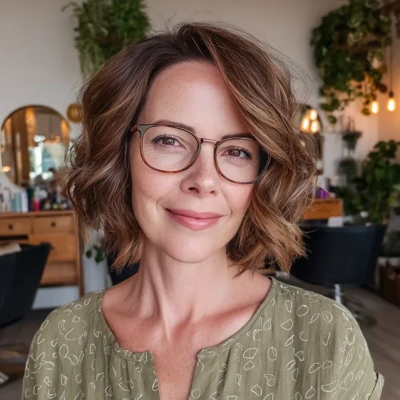 Textured Curly Bob with Soft Layers