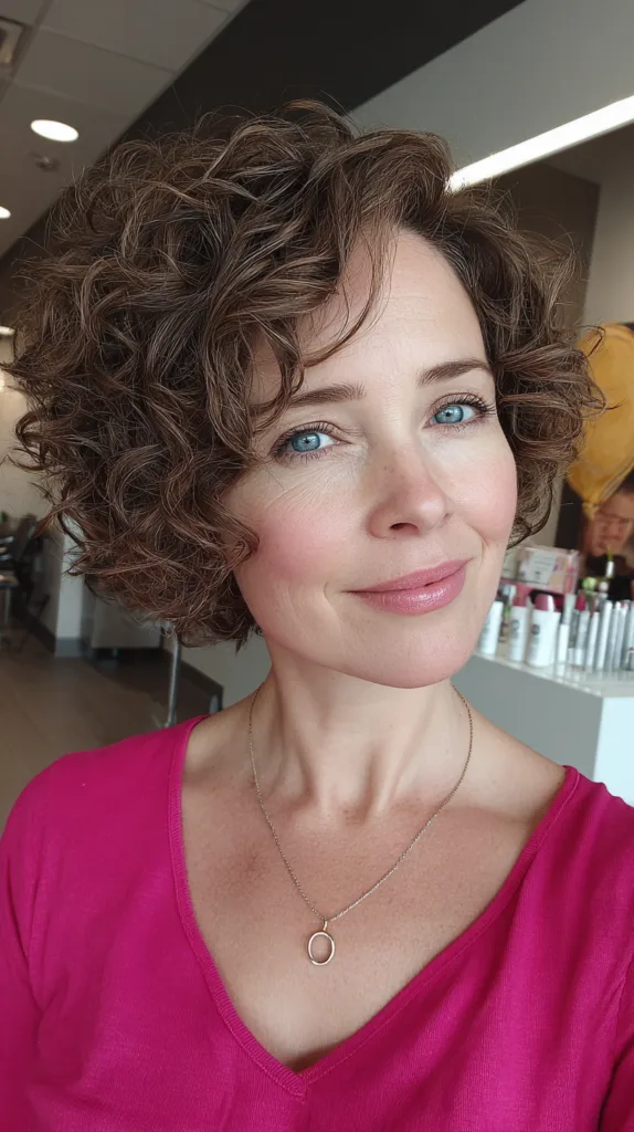 Textured Curly Lob with Soft Layers