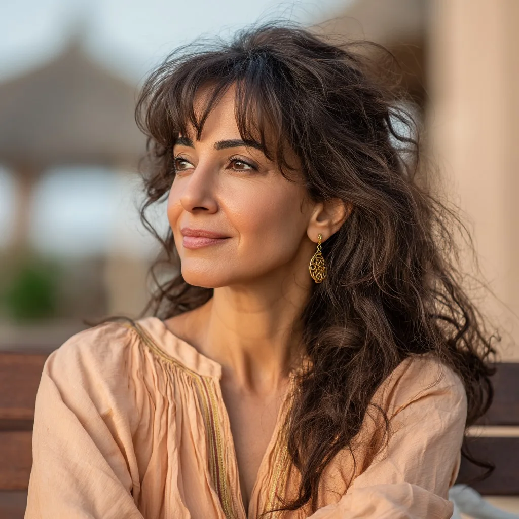 Textured Curtain Bangs with Soft Waves