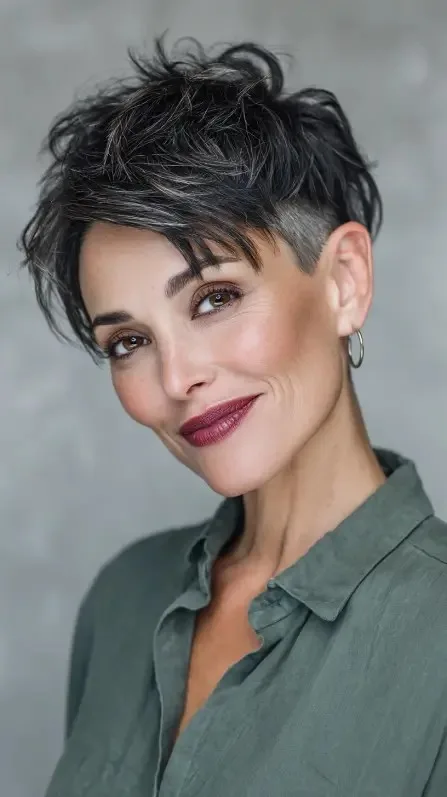 Textured Grey Pixie Cut with Soft Volume