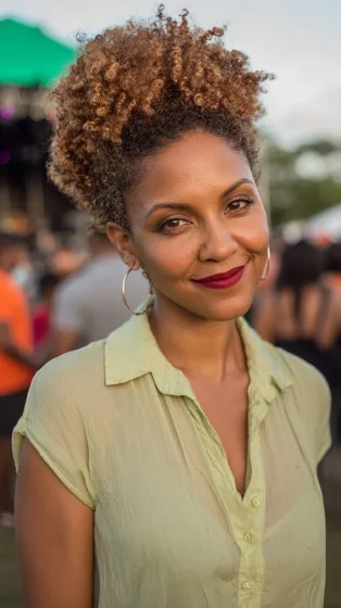 Textured High Puff with Defined Curls