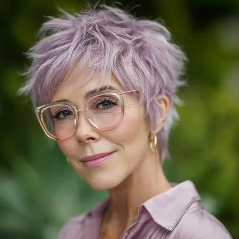 Textured Lavender Pixie with Soft Layers
