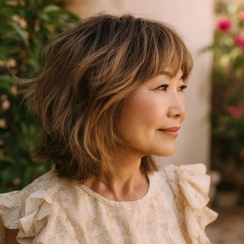 Textured Layered Bob with Soft Bangs