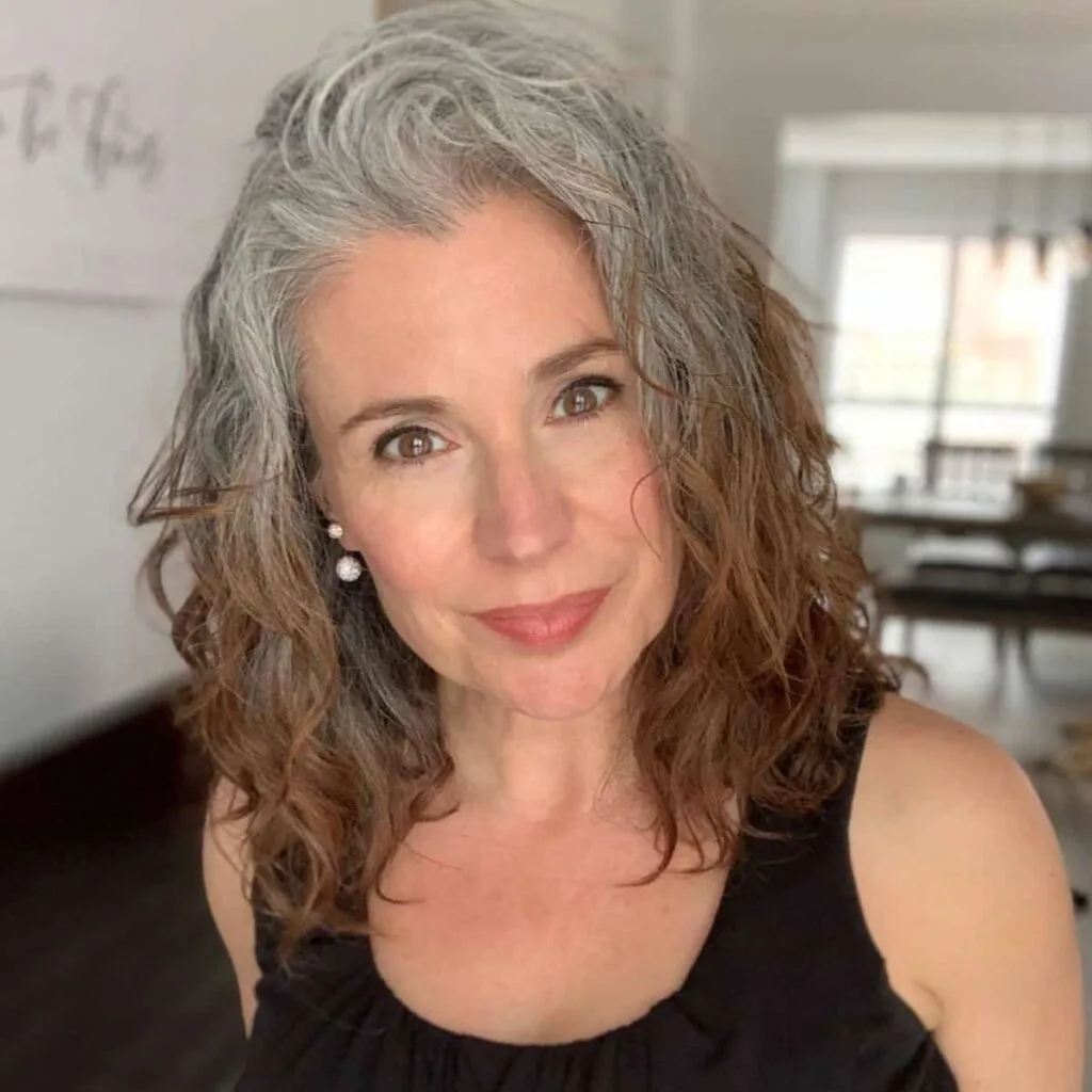 Textured lob with ombre for ladies over 50 with thick hair