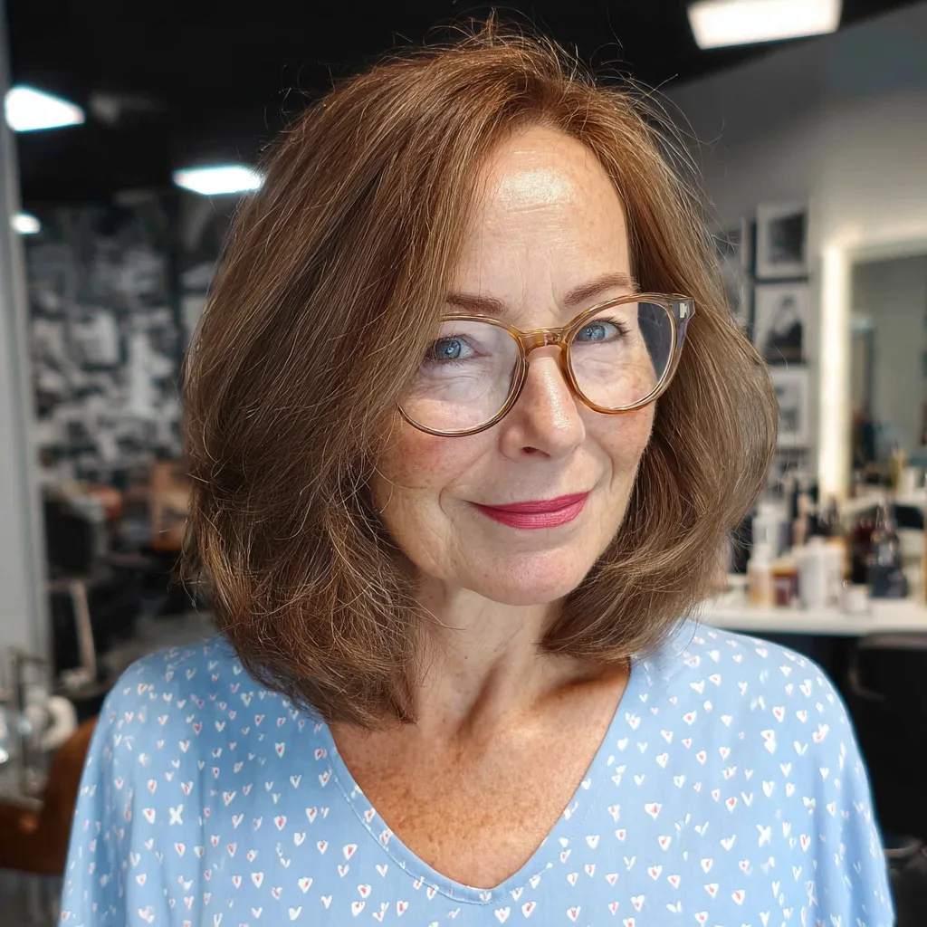 Textured Long Choppy Bob with Subtle Highlights