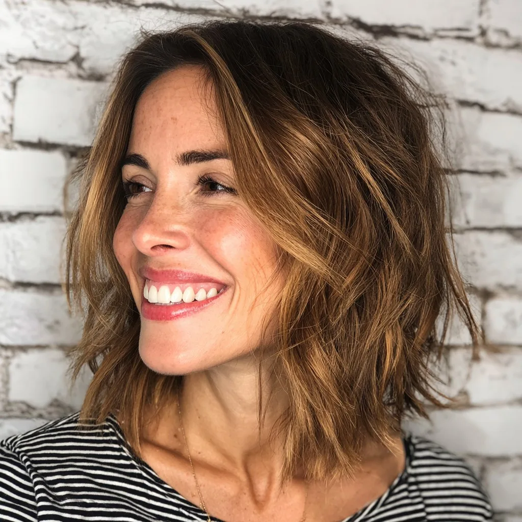 Textured Mid-Length Bob with Soft Waves