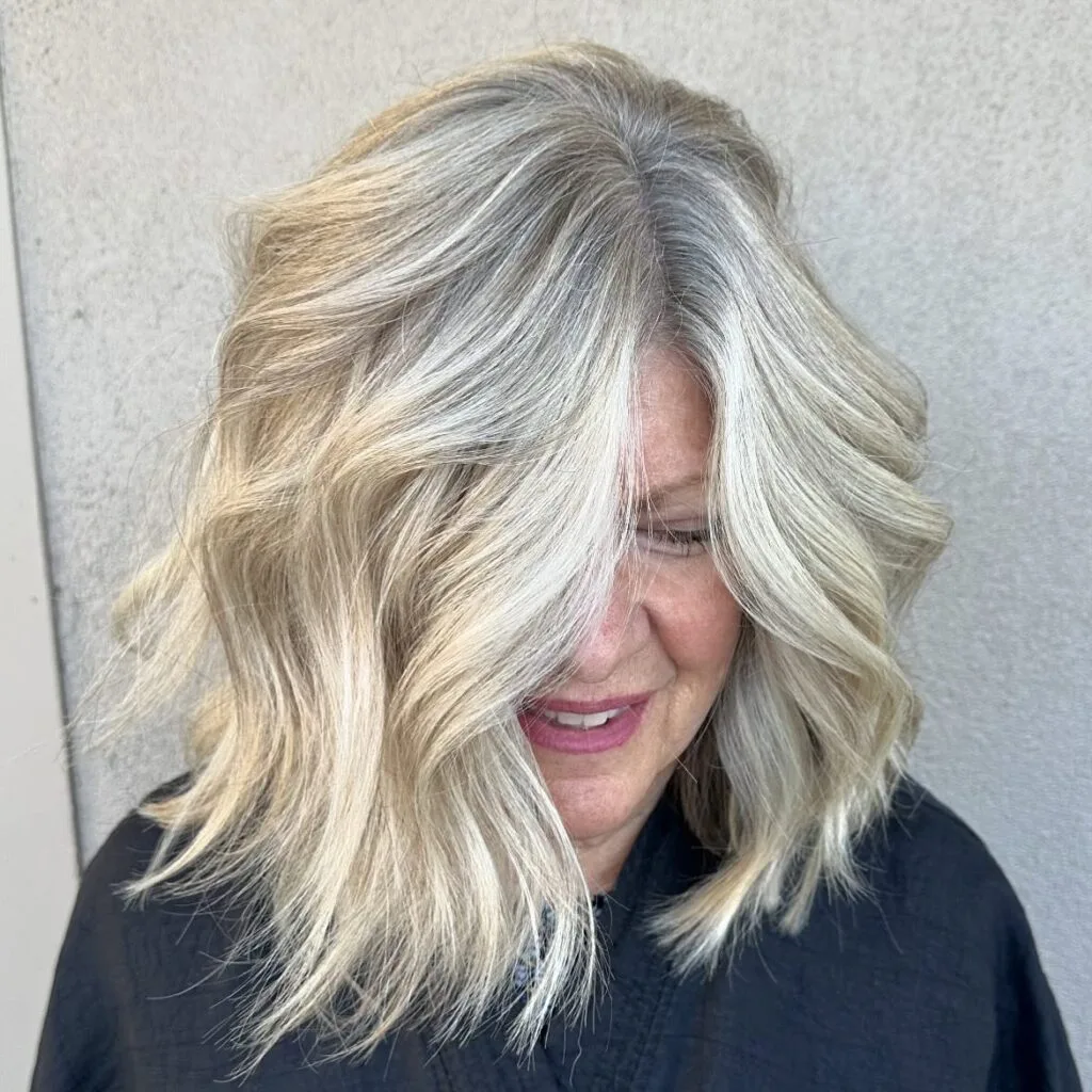 Textured Midi Bob with Loose Beachy Waves