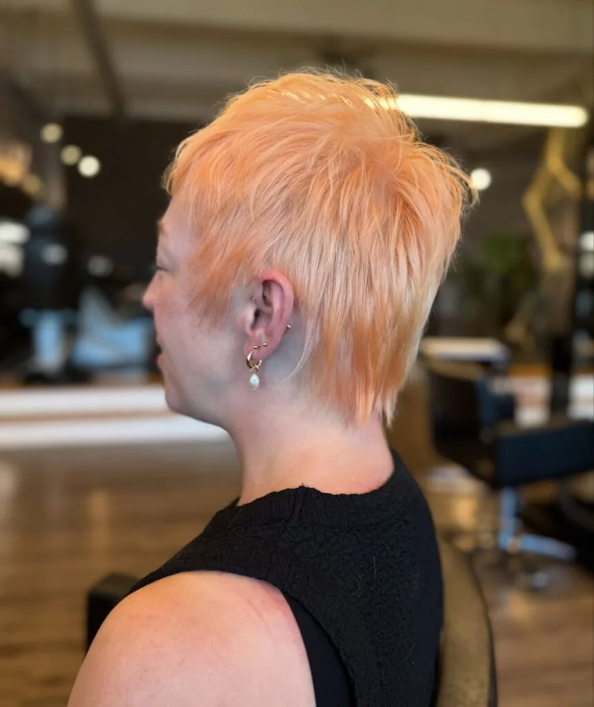 Textured Peach Pixie Cut with Soft Layers