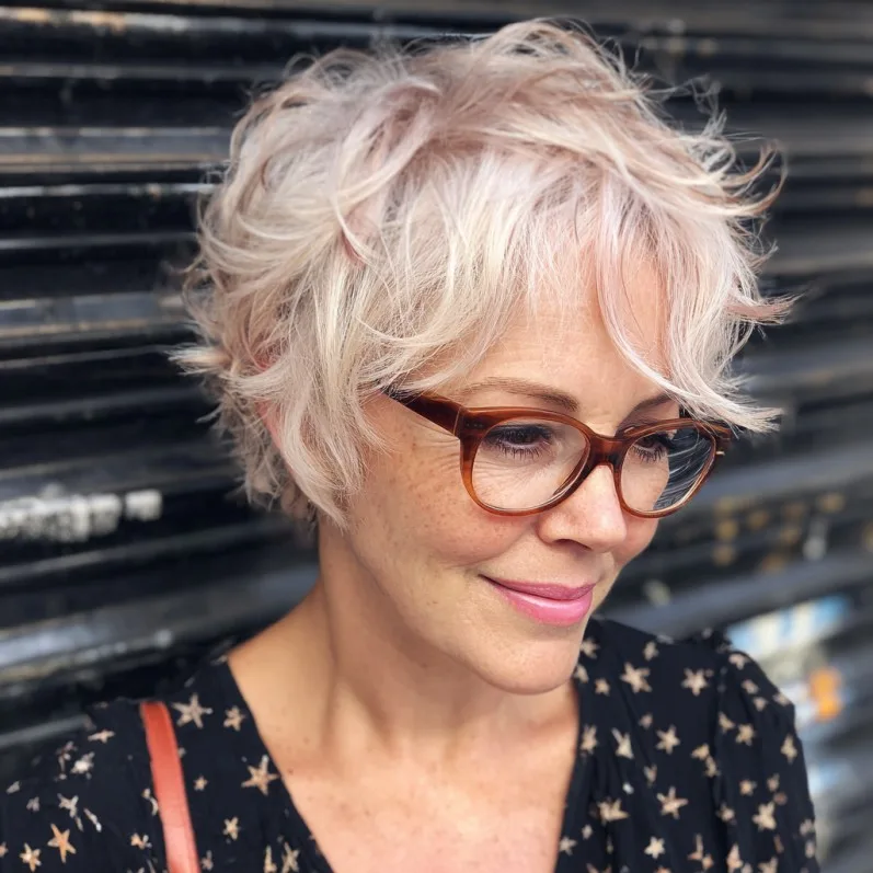 Textured Pixie Cut with Soft Pastel Blonde Highlights