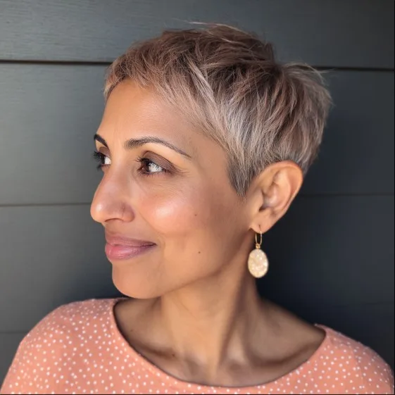 Textured Pixie with Soft Golden Highlights
