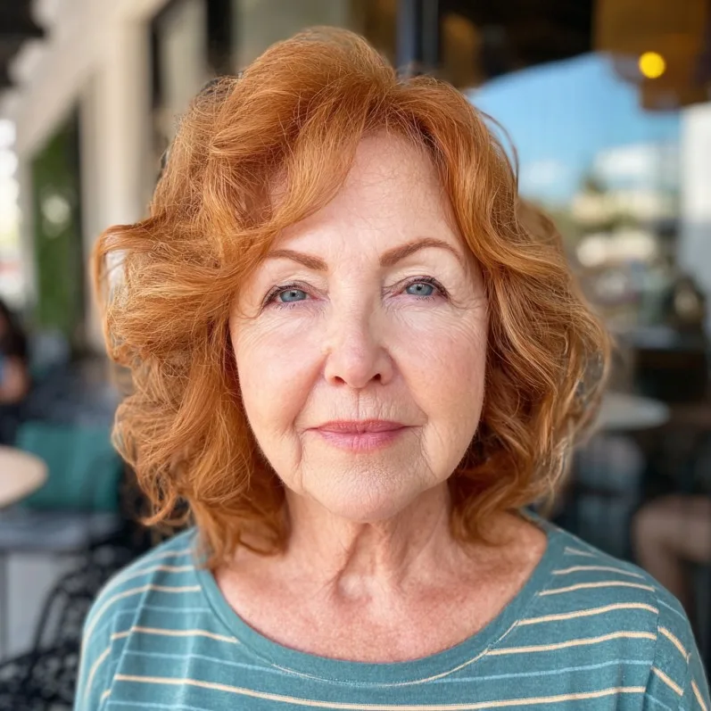 Textured Red Bob with Lively Curls