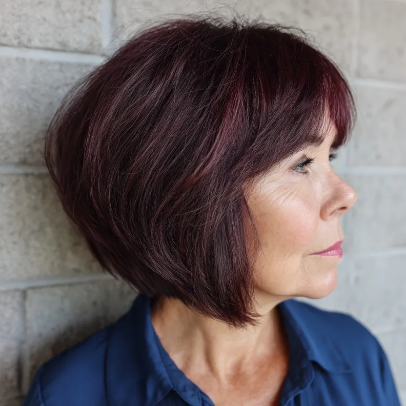 Textured Red Wine Bob with Subtle Volume
