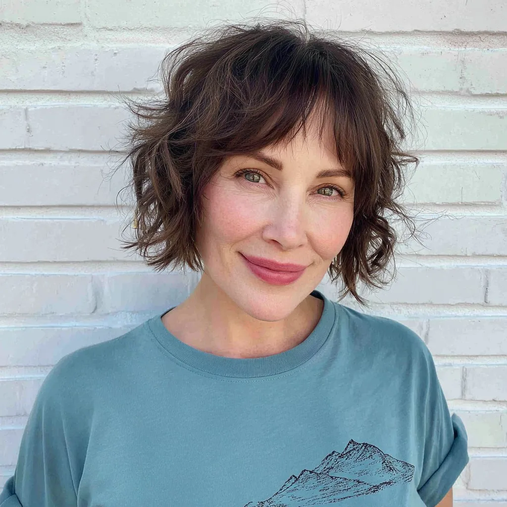 Textured Shaggy Bob with Playful Bangs