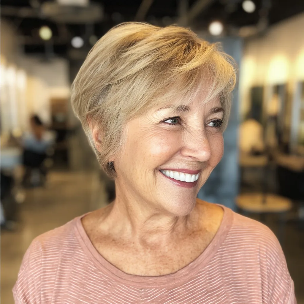 Textured Short Blonde Cut with Soft Layers