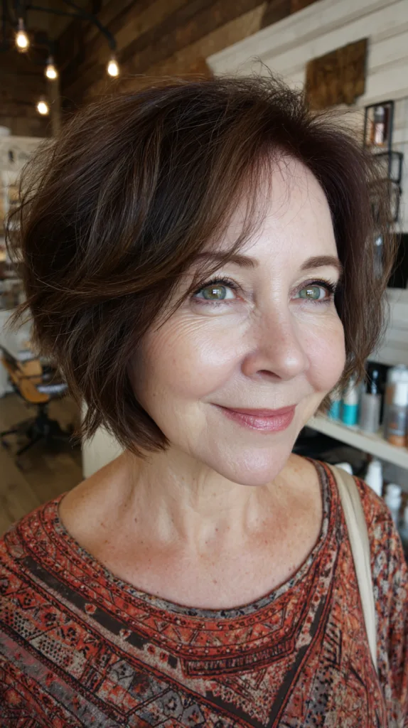 Textured Short Bob with Soft Layers and Subtle Highlights
