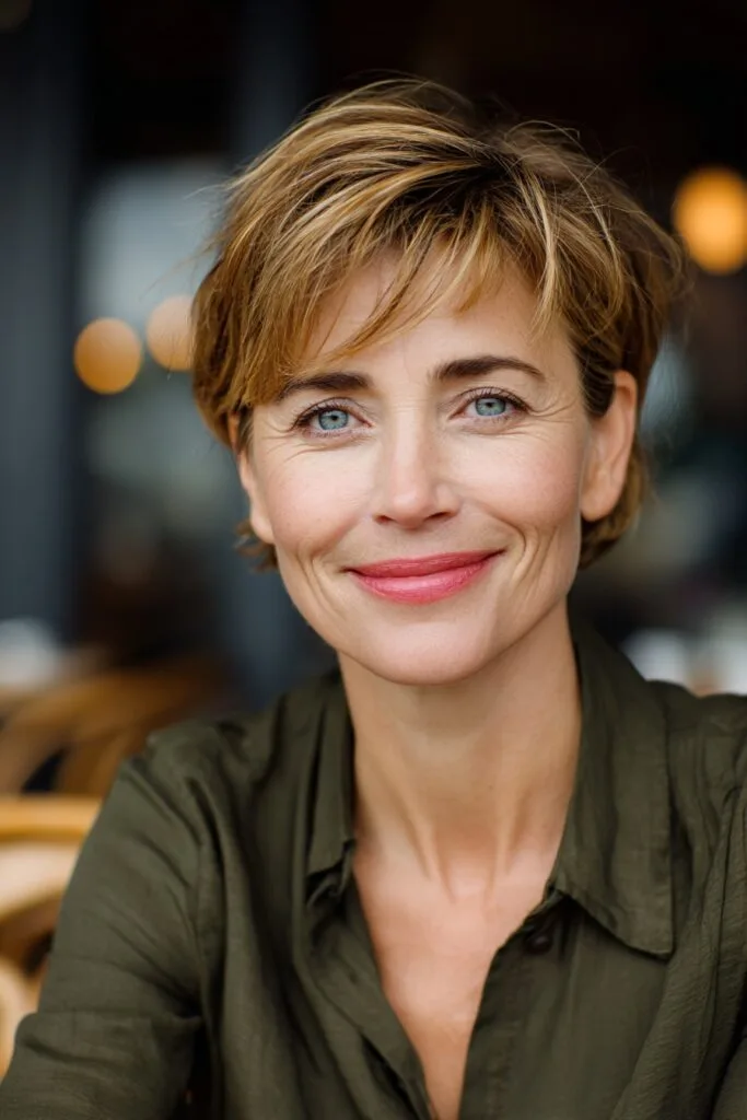 Textured Short Crop with Soft Bangs