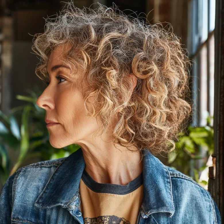 Textured Short Curly Bob with Natural Volume