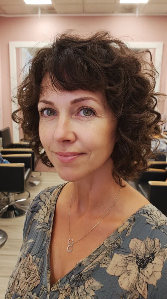 Textured Short Curly Cut with Face-Framing Layers