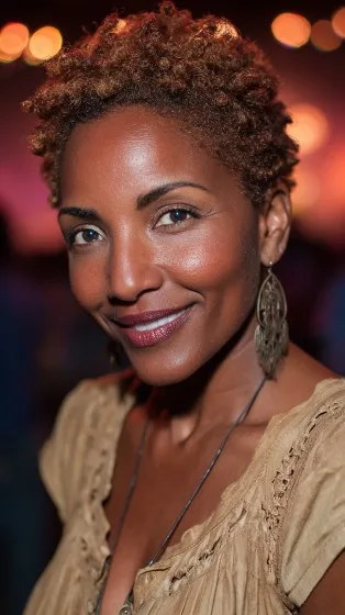 Textured Short Natural Curls with Subtle Highlights