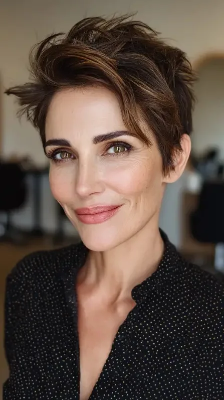 Textured Short Pixie Cut with Lively Lift