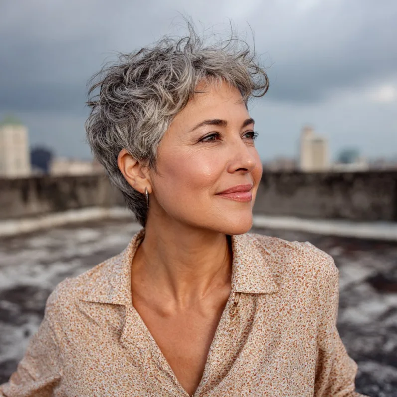 Textured Short Pixie Cut with Natural Volume