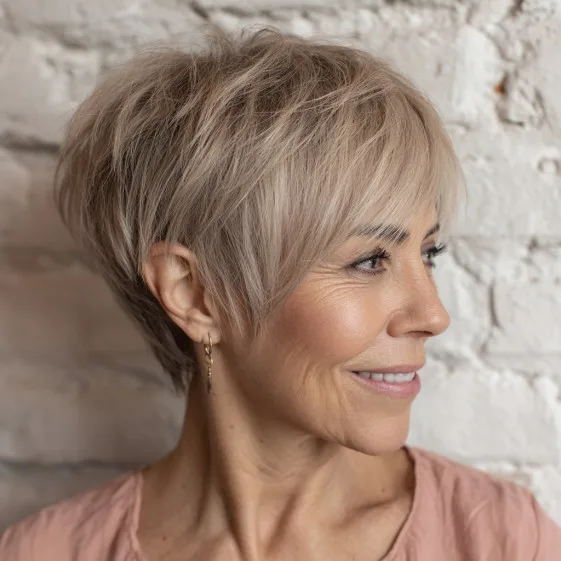 Textured Short Pixie Cut with Soft Layers
