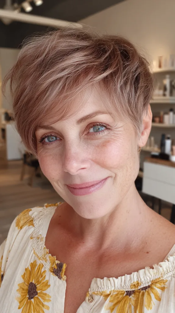 Textured Short Pixie Cut with Subtle Highlights
